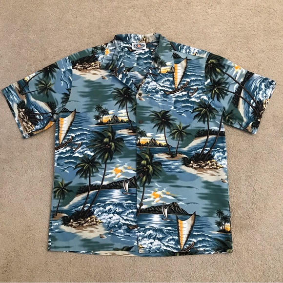 Pacific Legend Other - Pacific Legend Mens Hawaiian Shirt XL Extra Large Made In Hawaii Blue Cotton